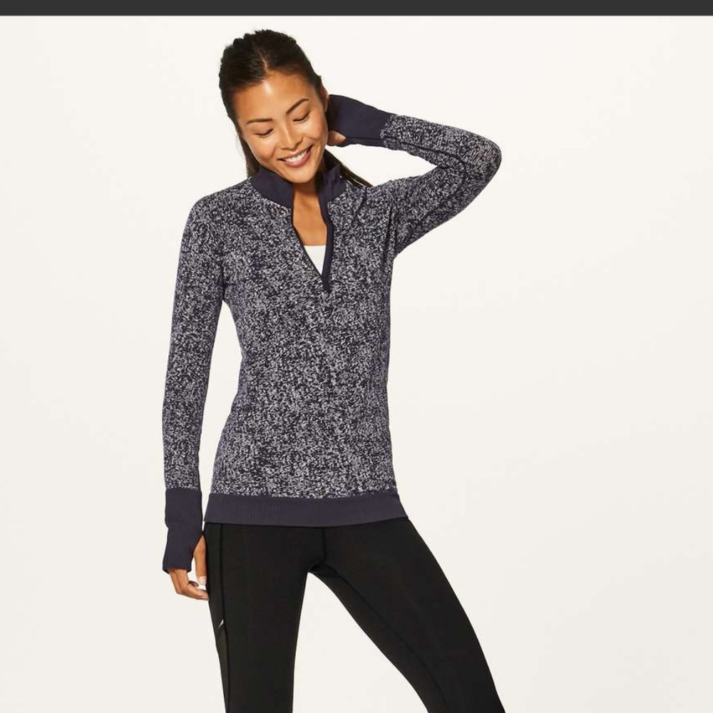 Lululemon Rest Less 1/2 Zip Black and White
